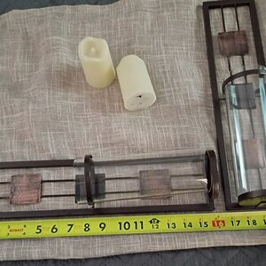 Brown Metal and Plastic Wall Candle Holder